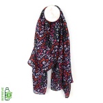 Navy Blue, Red & Pink Leopard Print Recycled Scarf by Peace of Mind